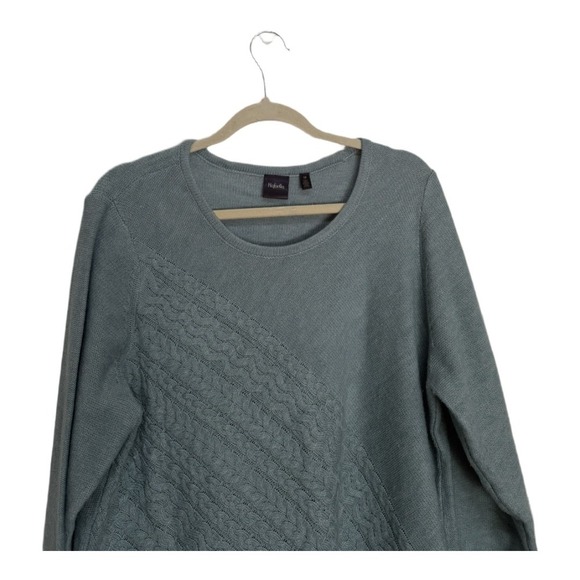Blue Gray Crew Neck Pull Over Sweater Rafella Acrylic Plus 1X Knit Long Sleeve - Picture 2 of 6